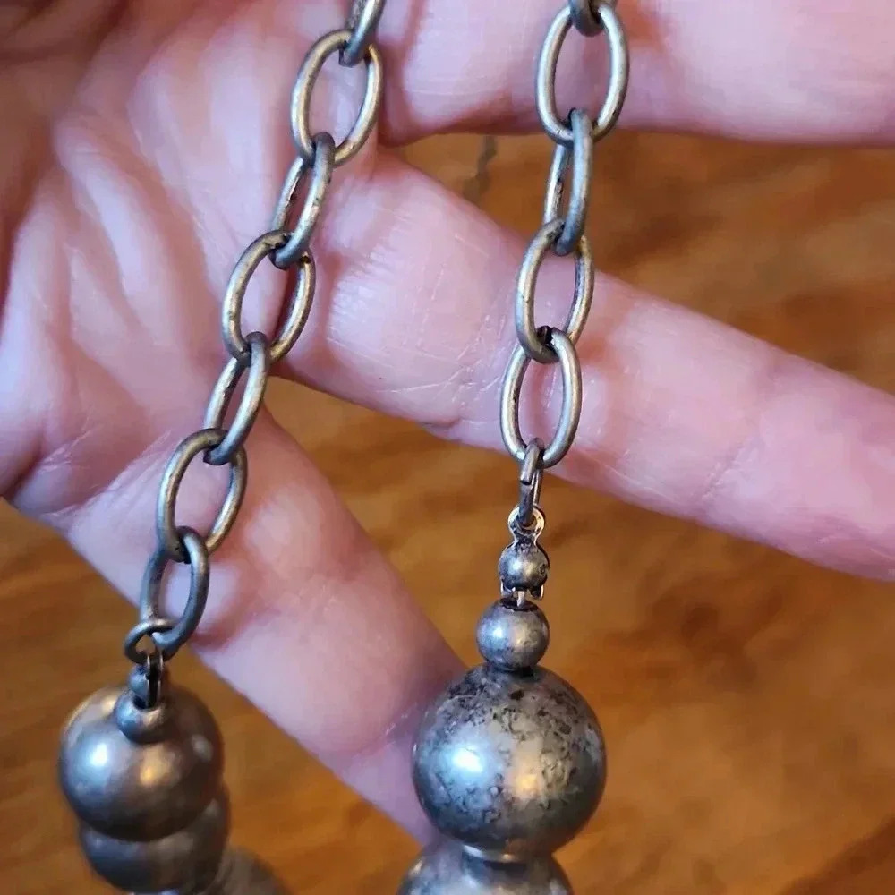 Silvertone Bead‎ BOHO Necklace 12" - Picture 4 of 8